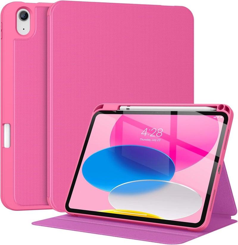 Supveco Case for iPad (A16) 11th Generation 11 inch (2025),iPad 10th Generation 10.9 inch (2022) with Pencil Holder-[Auto Wake/Sleep],Premium Folio Stand Case with Soft TPU Back Cover-Pure Hot Pink - Image 1